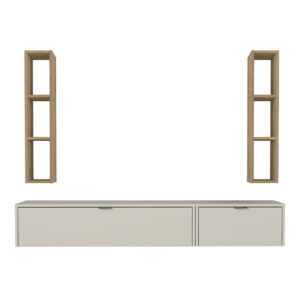 Σύνθεση τηλεόρασης επιτοίχια Edgar χρώμα sandstone - sepet oak 198,4x29,6x148,5εκ. - Image 9