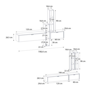 Σύνθεση τηλεόρασης επιτοίχια Edgar χρώμα sandstone - sepet oak 198,4x29,6x148,5εκ. - Image 10