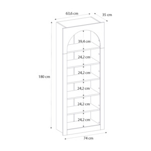 Βιβλιοθήκη Voila Megapap χρώμα λευκό 74x35x180εκ. - Image 6