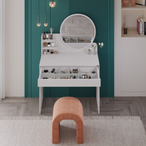 Τουαλέτα με καθρέπτη Dior Megapap χρώμα λευκό του πάγου 90x45x138εκ. - Image 4