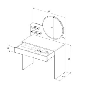 Τουαλέτα με καθρέπτη Dior Megapap χρώμα λευκό του πάγου 90x45x138εκ. - Image 5