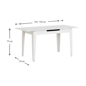Τραπέζι Trendline Megapap επεκτεινόμενο χρώμα λευκό 120/150x70x75εκ. - Image 11