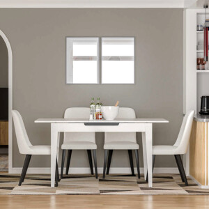 Τραπέζι Trendline Megapap επεκτεινόμενο χρώμα λευκό 120/150x70x75εκ. - Image 3