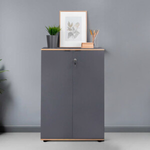 Ντουλάπι γραφείου Rio Megapap με κλειδαριά χρώμα ανθρακί 72x34x109εκ. - Image 2