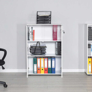 Ντουλάπι γραφείου Rio Megapap με κλειδαριά χρώμα λευκό 72x34x109εκ. - Image 3