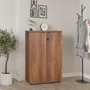 Ντουλάπι γραφείου Rio Megapap με κλειδαριά χρώμα καρυδί 72x34x109εκ. - Image 2