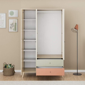 Ντουλάπα ρούχων Terra Megapap τρίφυλλη με συρτάρια χρώμα florida oak 121x54x200εκ. - Image 5