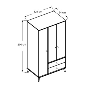 Ντουλάπα ρούχων Terra Megapap τρίφυλλη με συρτάρια χρώμα florida oak 121x54x200εκ. - Image 6