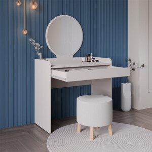 Τουαλέτα με καθρέπτη Curve Megapap χρώμα λευκό του πάγου 90x47x142εκ. - Image 2