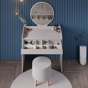 Τουαλέτα με καθρέπτη Curve Megapap χρώμα λευκό του πάγου 90x47x142εκ. - Image 4