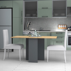 Τραπέζι Pepe Megapap επεκτεινόμενο χρώμα ανθρακί - φυσικό οξιάς 28(56+56)x77x75εκ. - Image 3