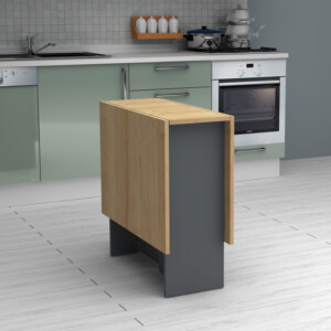 Τραπέζι Pepe Megapap επεκτεινόμενο χρώμα ανθρακί - φυσικό οξιάς 28(56+56)x77x75εκ. - Image 4