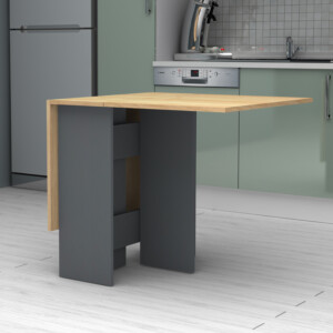 Τραπέζι Pepe Megapap επεκτεινόμενο χρώμα ανθρακί - φυσικό οξιάς 28(56+56)x77x75εκ. - Image 7