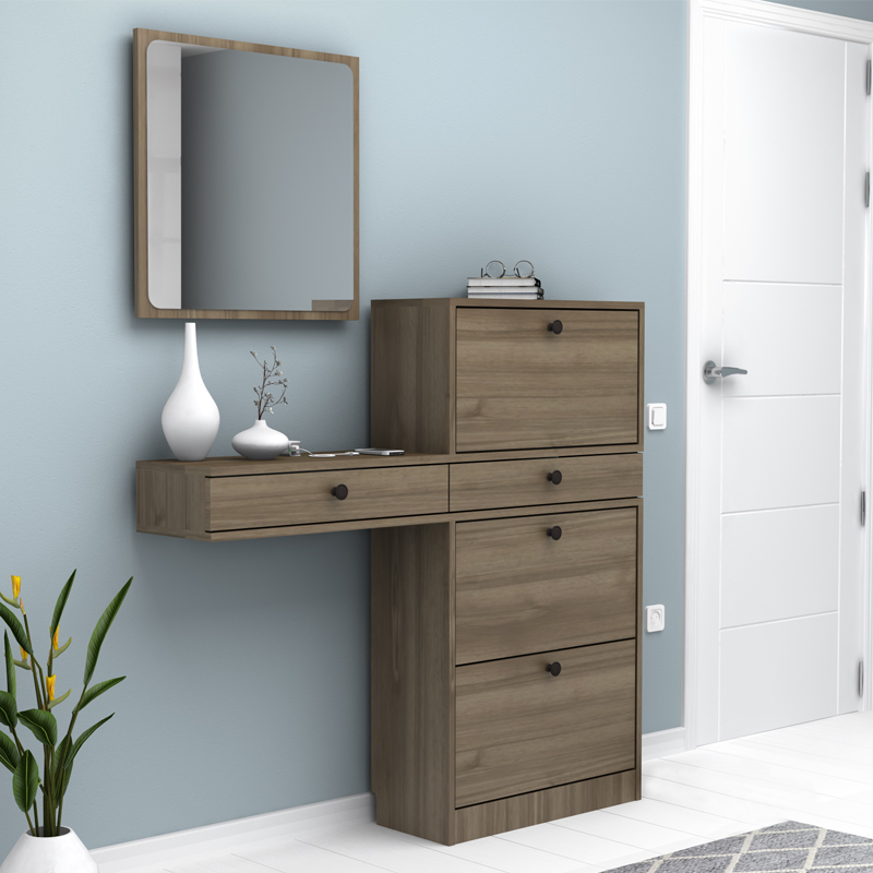 Έπιπλο εισόδου Pego Megapap χρώμα καρυδί 130x30x123 Έπιπλο εισόδου Pego Megapap χρώμα καρυδί 130x30x123