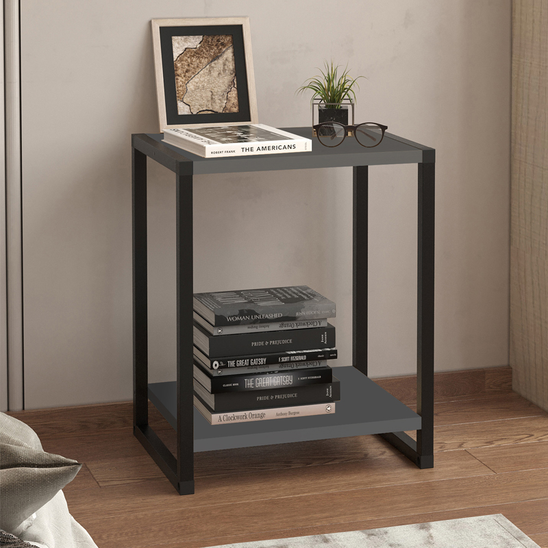 Κομοδίνο Gina Megapap χρώμα ανθρακί - μαύρο 39x30x48εκ. Κομοδίνο Gina Megapap χρώμα ανθρακί - μαύρο 39x30x48εκ.