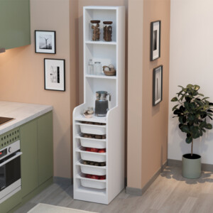 Έπιπλο κουζίνας - μπάνιου Utah Megapap με 5 συρτάρια χρώμα λευκό 34