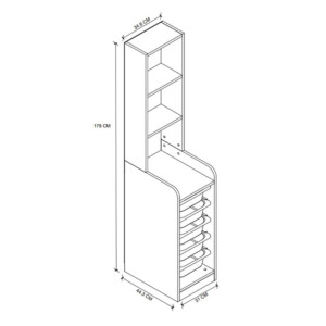 Έπιπλο κουζίνας - μπάνιου Utah Megapap με 5 συρτάρια χρώμα λευκό 34,6x44,3x178εκ. - Image 5