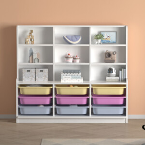 Βιβλιοθήκη Obia Megapap με 9 συρτάρια χρώμα λευκό 132,6x30x115εκ. - Image 3