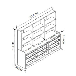 Βιβλιοθήκη Obia Megapap με 9 συρτάρια χρώμα λευκό 132,6x30x115εκ. - Image 5