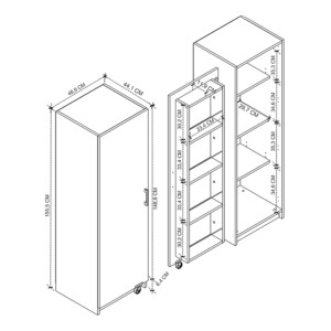 Ντουλάπι κουζίνας - μπάνιου Altay Megapap χρώμα λευκό 48,9x44,1x155,5εκ. - Image 5