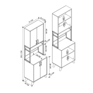 Έπιπλο κουζίνας Sedef Megapap χρώμα pine oak 61x40x202,1εκ. - Image 5