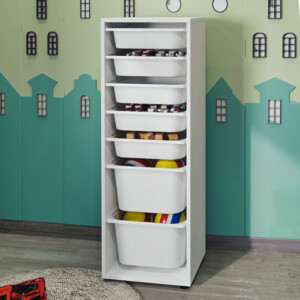 Συρταριέρα κουζίνας - μπάνιου Kayra Megapap με 7 συρτάρια χρώμα λευκό 45,4x30x125εκ. - Image 3