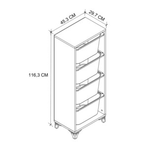 Συρταριέρα κουζίνας - μπάνιου Kayra I Megapap με 4 συρτάρια χρώμα λευκό 45,3x29,7x116,3εκ. - Image 5