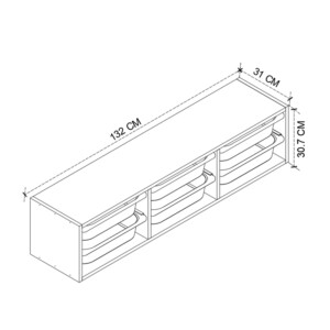 Συρταριέρα επιτοίχια Pavia Megapap με 6 συρτάρια χρώμα sapphire oak 132x31x30,7εκ. - Image 4