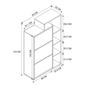 Παπουτσοθήκη Lego Megapap χρώμα pine oak 90x32x143εκ. - Image 5