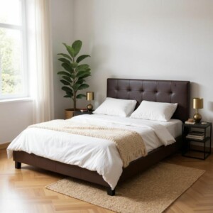 Κρεβάτι Sissy Megapap από τεχνόδερμα χρώμα καφέ 160x200εκ. - Image 2