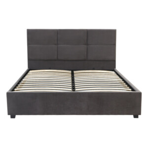 Κρεβάτι Kingston Megapap βελούδινο με αποθηκευτικό χώρο χρώμα ανθρακί - καφέ 160x200εκ. - Image 5