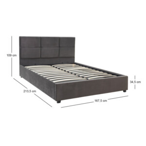 Κρεβάτι Kingston Megapap βελούδινο με αποθηκευτικό χώρο χρώμα ανθρακί - καφέ 160x200εκ. - Image 8