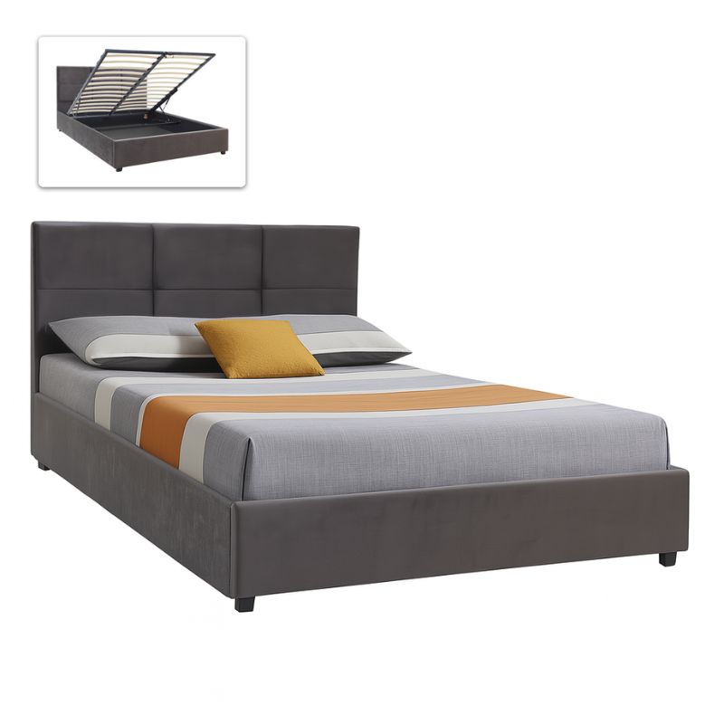 Κρεβάτι Kingston Megapap βελούδινο με αποθηκευτικό χώρο χρώμα ανθρακί - καφέ 160x200εκ. Κρεβάτι Kingston Megapap βελούδινο με αποθηκευτικό χώρο χρώμα ανθρακί - καφέ 160x200εκ.