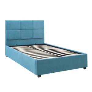 Κρεβάτι Kingston Megapap βελούδινο με αποθηκευτικό χώρο χρώμα γαλάζιο 120x200εκ. - Image 3