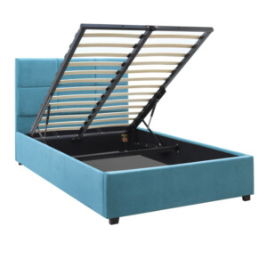 Κρεβάτι Kingston Megapap βελούδινο με αποθηκευτικό χώρο χρώμα γαλάζιο 120x200εκ. - Image 4