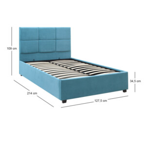 Κρεβάτι Kingston Megapap βελούδινο με αποθηκευτικό χώρο χρώμα γαλάζιο 120x200εκ. - Image 8