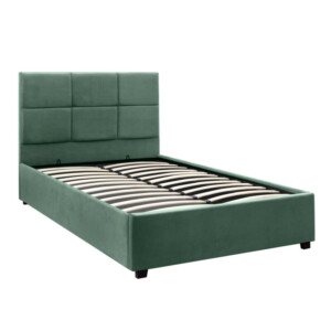 Κρεβάτι Kingston Megapap βελούδινο με αποθηκευτικό χώρο χρώμα κυπαρισσί 120x200εκ. - Image 3