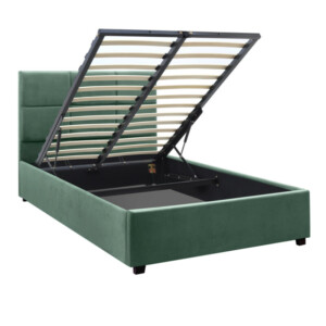 Κρεβάτι Kingston Megapap βελούδινο με αποθηκευτικό χώρο χρώμα κυπαρισσί 120x200εκ. - Image 4