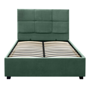 Κρεβάτι Kingston Megapap βελούδινο με αποθηκευτικό χώρο χρώμα κυπαρισσί 120x200εκ. - Image 5