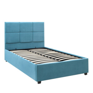 Κρεβάτι Kingston Megapap βελούδινο με αποθηκευτικό χώρο χρώμα γαλάζιο 100x200εκ. - Image 3