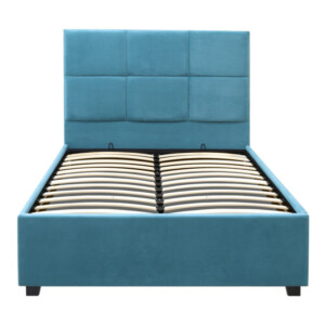 Κρεβάτι Kingston Megapap βελούδινο με αποθηκευτικό χώρο χρώμα γαλάζιο 100x200εκ. - Image 5