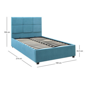 Κρεβάτι Kingston Megapap βελούδινο με αποθηκευτικό χώρο χρώμα γαλάζιο 100x200εκ. - Image 8