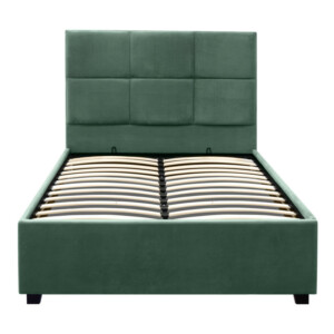 Κρεβάτι Kingston Megapap βελούδινο με αποθηκευτικό χώρο χρώμα κυπαρισσί 100x200εκ. - Image 5