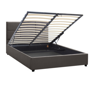 Κρεβάτι Kingston Megapap βελούδινο με αποθηκευτικό χώρο χρώμα ανθρακί - καφέ 150x200εκ. - Image 4