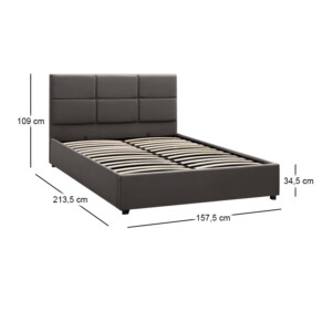 Κρεβάτι Kingston Megapap βελούδινο με αποθηκευτικό χώρο χρώμα ανθρακί - καφέ 150x200εκ. - Image 8