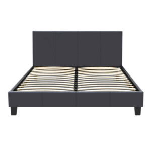 Κρεβάτι Flat Megapap από τεχνόδερμα χρώμα μαύρο ματ 150x200εκ. - Image 4