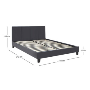 Κρεβάτι Flat Megapap από τεχνόδερμα χρώμα μαύρο ματ 150x200εκ. - Image 7