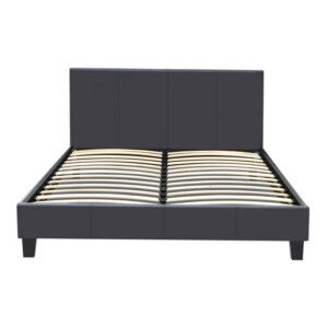 Κρεβάτι Flat Megapap από τεχνόδερμα χρώμα μαύρο ματ 140x190εκ. - Image 4