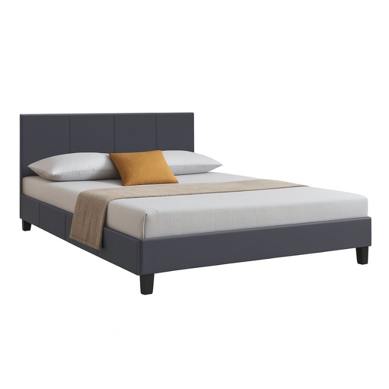 Κρεβάτι Flat Megapap από τεχνόδερμα χρώμα μαύρο ματ 140x190εκ. Κρεβάτι Flat Megapap από τεχνόδερμα χρώμα μαύρο ματ 140x190εκ.