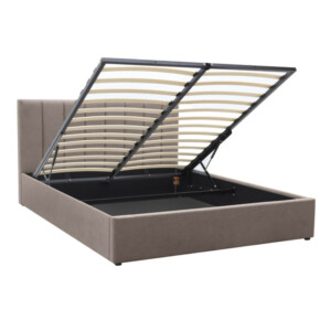 Κρεβάτι Renata Megapap υφασμάτινο με αποθηκευτικό χώρο χρώμα μπεζ 160x200εκ. - Image 4